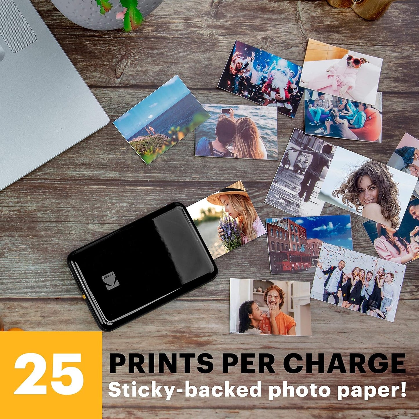 Step Instant Smartphone Photo Printer - Portable Mini Color Wireless Mobile Printer - Zink 2X3” Sticky-Back Photos - Bluetooth Compatible with Ios & Android Devices - Fun Editing App - Black