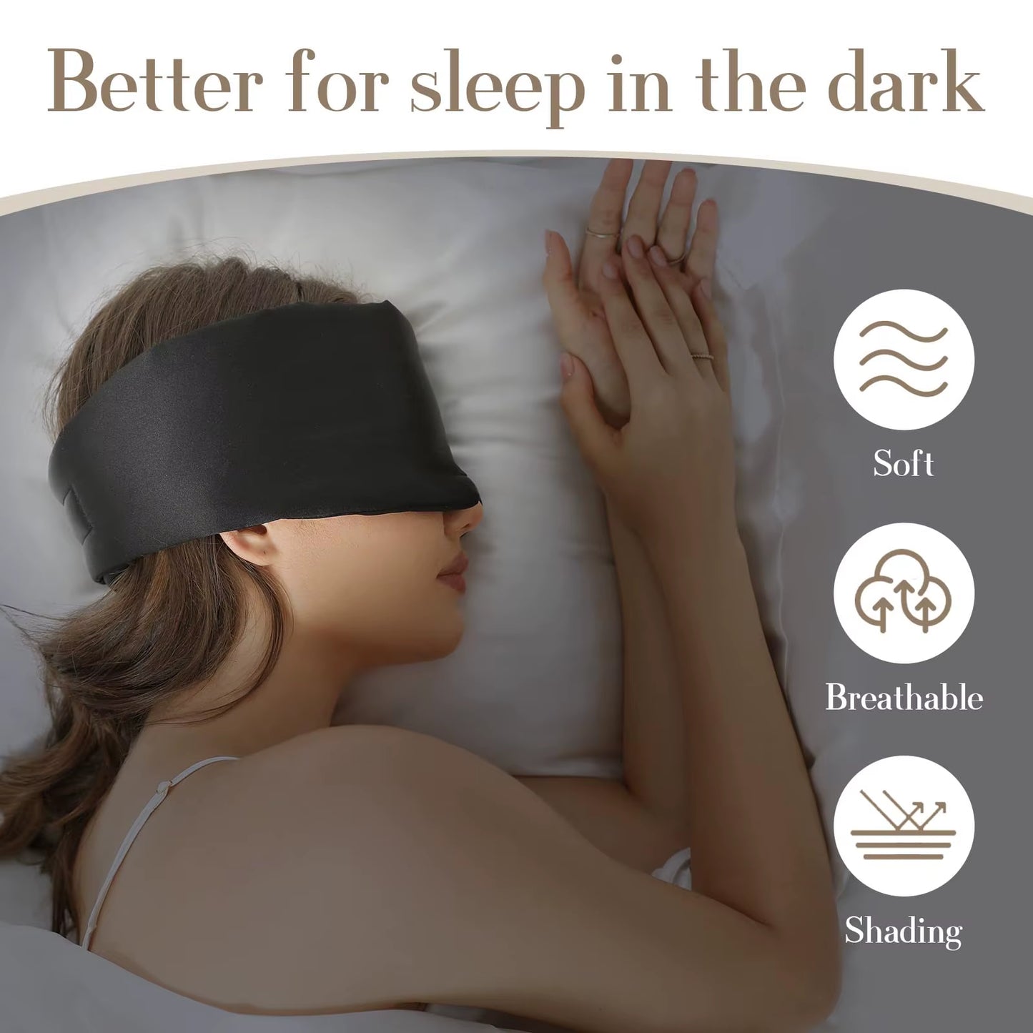 100% Mulberry Silk Sleep Mask Eye Mask with Adjustable Headband Eyepatch Blocking Light Eyemask for Travel & Nap Sleep Mask