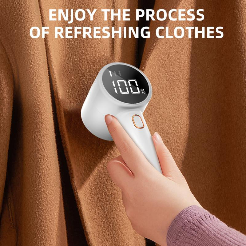 E-Electric Fabric Shaver, Portable Hair Remover, Pet Home, Rechargeable, Lint Collection Container, LED Digital Display, 6-Blade Blade, Safety Lock, 3 Speeds, 2600Mah, Lasts for 1 Hour, Suitable for Clothes, Sweaters, Sheets, Sofa