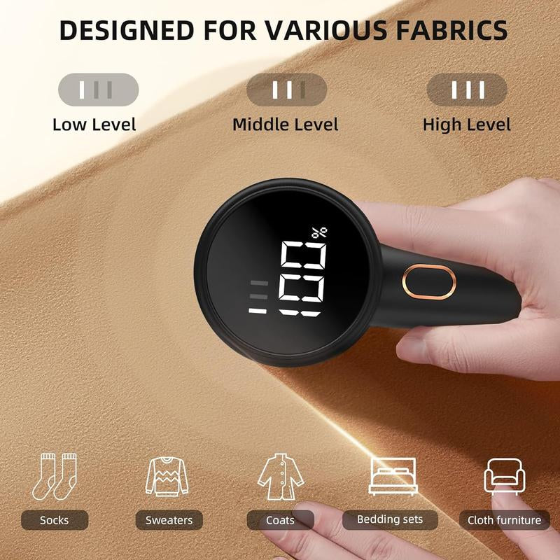 E-Electric Fabric Shaver, Portable Hair Remover, Pet Home, Rechargeable, Lint Collection Container, LED Digital Display, 6-Blade Blade, Safety Lock, 3 Speeds, 2600Mah, Lasts for 1 Hour, Suitable for Clothes, Sweaters, Sheets, Sofa