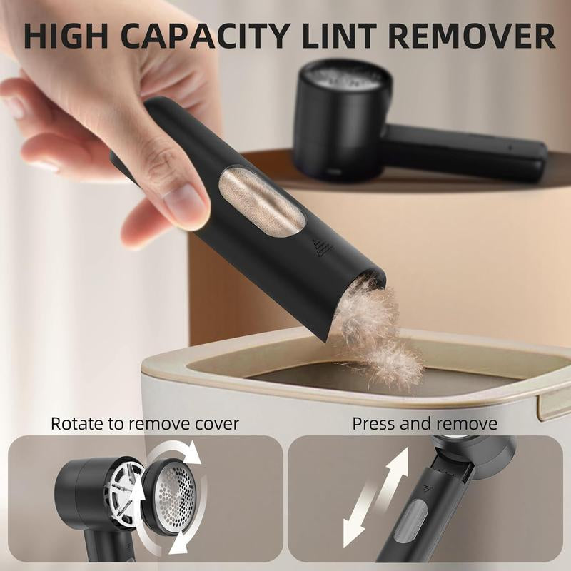 E-Electric Fabric Shaver, Portable Hair Remover, Pet Home, Rechargeable, Lint Collection Container, LED Digital Display, 6-Blade Blade, Safety Lock, 3 Speeds, 2600Mah, Lasts for 1 Hour, Suitable for Clothes, Sweaters, Sheets, Sofa