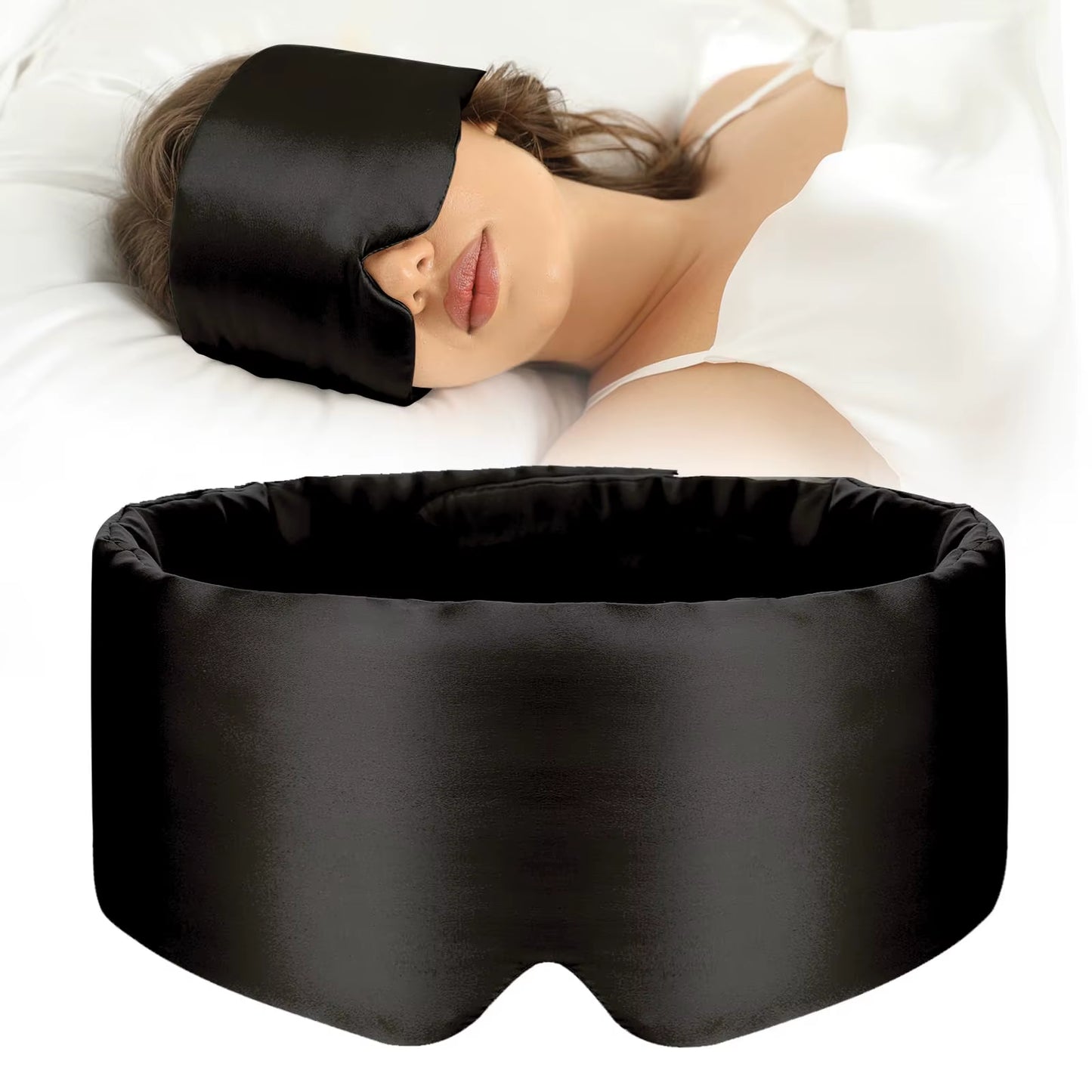 100% Mulberry Silk Sleep Mask Eye Mask with Adjustable Headband Eyepatch Blocking Light Eyemask for Travel & Nap Sleep Mask